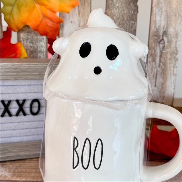 B|Harbor Halloween “ BOO “ White Ghost Mug with Topper - Picture 2 of 4
